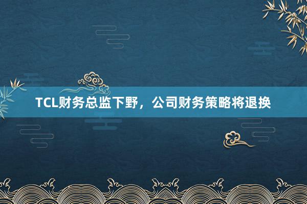 TCL财务总监下野，公司财务策略将退换